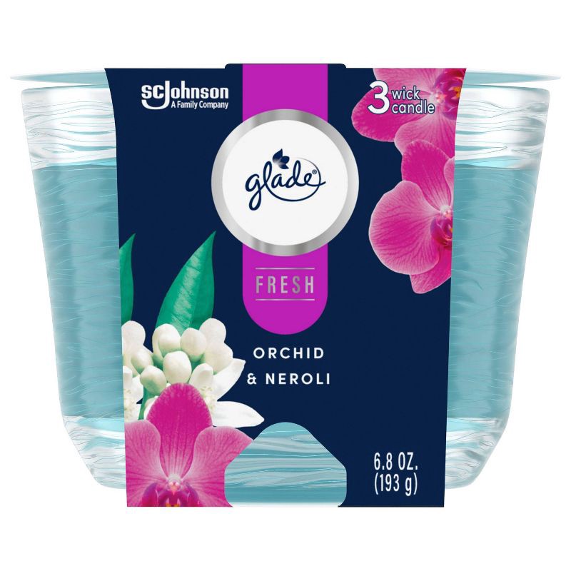slide 4 of 15, Glade 3 Wick Candle - Orchid & Neroli - 6.8oz, 6.8 oz