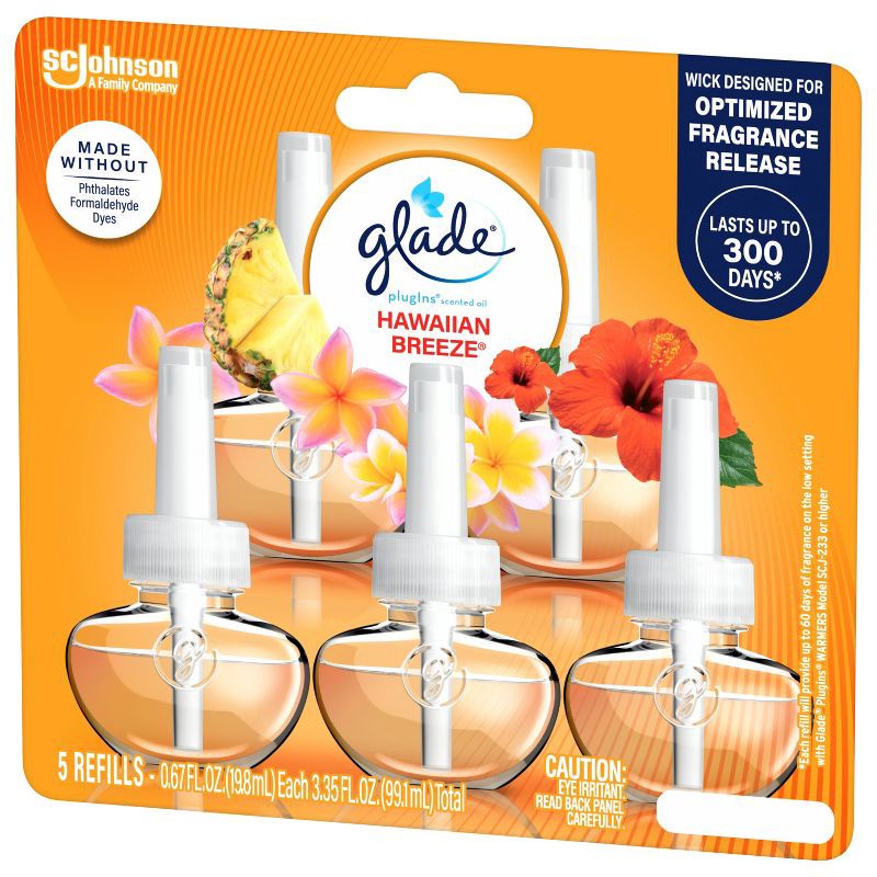slide 15 of 16, Glade Air Freshener Plug Ins Scented Oil Diffuser Refills - Hawaiian Breeze - 3.35 fl oz/5pk, 5 ct; 3.35 fl oz
