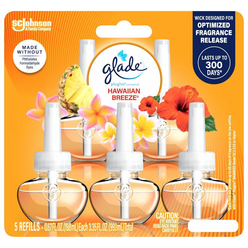 slide 4 of 16, Glade Air Freshener Plug Ins Scented Oil Diffuser Refills - Hawaiian Breeze - 3.35 fl oz/5pk, 5 ct; 3.35 fl oz