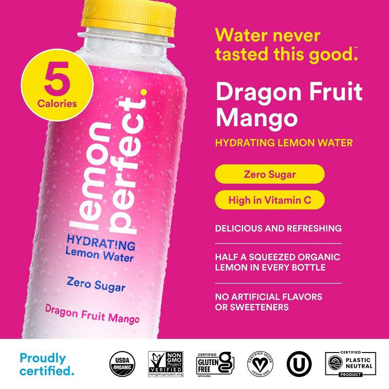 slide 5 of 7, Lemon Perfect Dragon Fruit Mango Hydrating Lemon Water - 15.2 fl oz Bottle, 15.2 fl oz