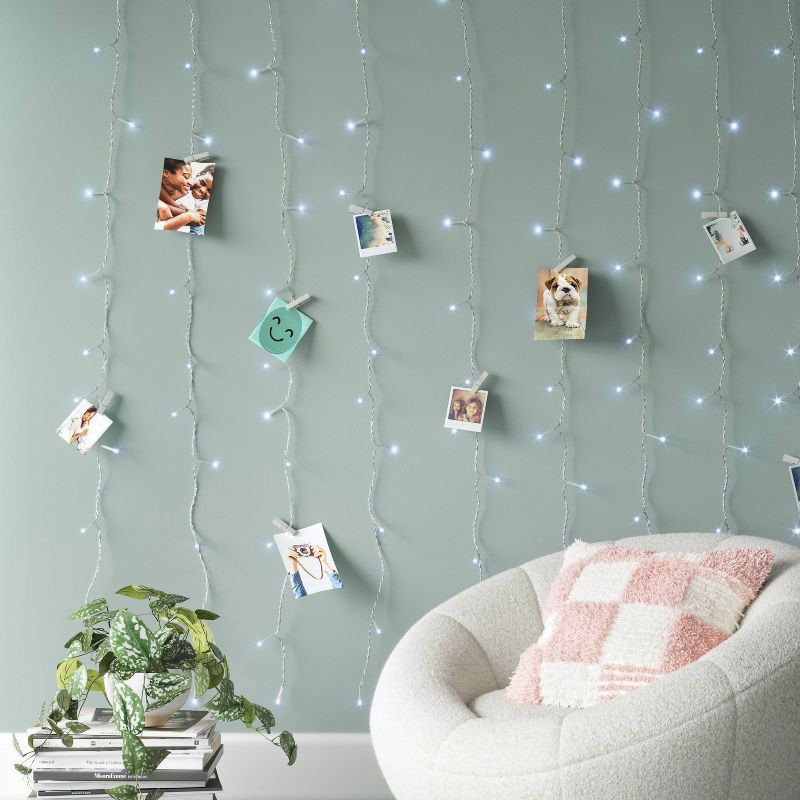 slide 2 of 4, Curtain String Lights with Clips White - Room Essentials™: LED Fairy Lights for Dorm Decor, UL Listed, Indoor/Outdoor Use, 1 ct