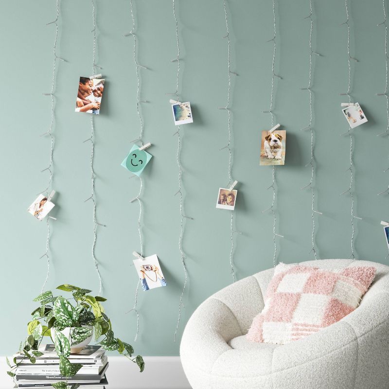 slide 3 of 4, Curtain String Lights with Clips White - Room Essentials™: LED Fairy Lights for Dorm Decor, UL Listed, Indoor/Outdoor Use, 1 ct