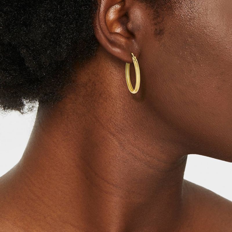 slide 2 of 3, 14k Gold Plated Cubic Zirconia Brass Polished Click Top Hoop Earrings - A New Day™ Gold: Sterling Silver, Nickel-Free, 1.036" Length, 1 ct