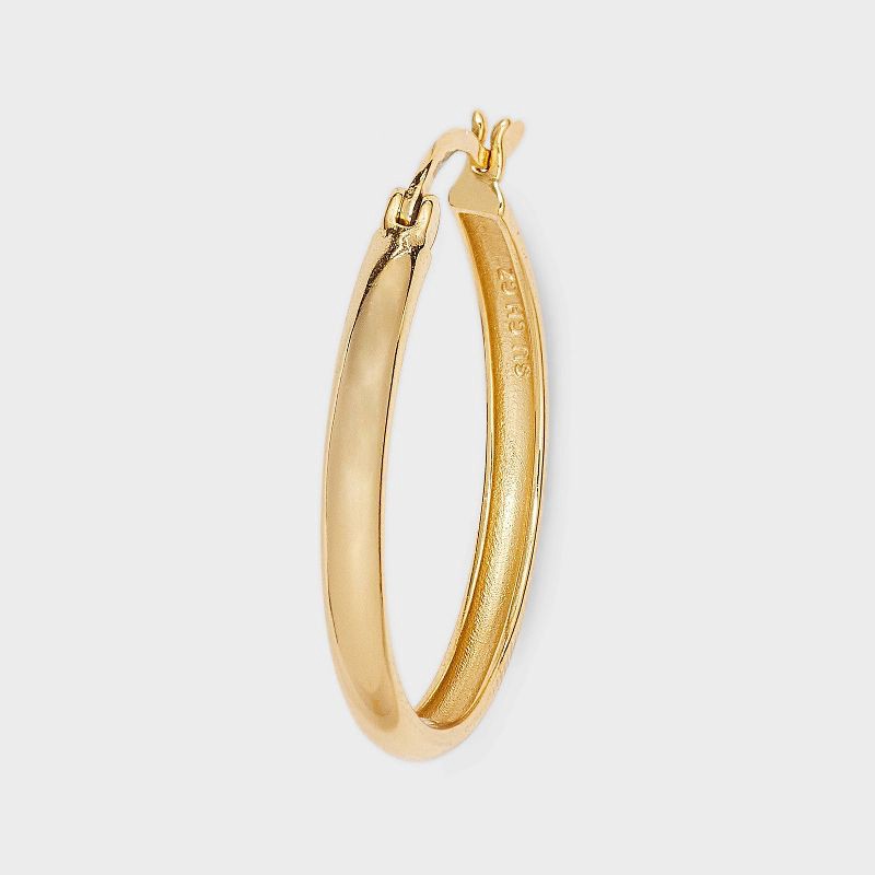 slide 3 of 3, 14k Gold Plated Cubic Zirconia Brass Polished Click Top Hoop Earrings - A New Day™ Gold: Sterling Silver, Nickel-Free, 1.036" Length, 1 ct