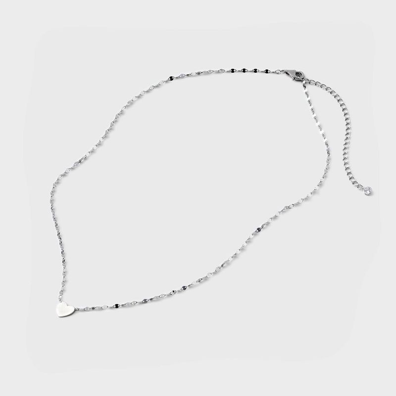 slide 3 of 4, Valentine's Day Sterling Silver Polished Heart on Lana Necklace - A New Day™ Silver: Lobster Claw Clasp, 16" Pendant Necklace, 1 ct