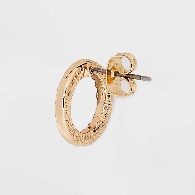 slide 3 of 3, Gold Clear Round Pave Stud Earrings - A New Day™ Gold: Nickel-Free Metal, Statement Design, 1 ct