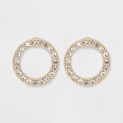 Gold Clear Round Pave Stud Earrings - A New Day™ Gold: Nickel-Free Metal, Statement Design