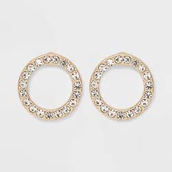 Gold Clear Round Pave Stud Earrings - A New Day™ Gold: Nickel-Free Metal, Statement Design