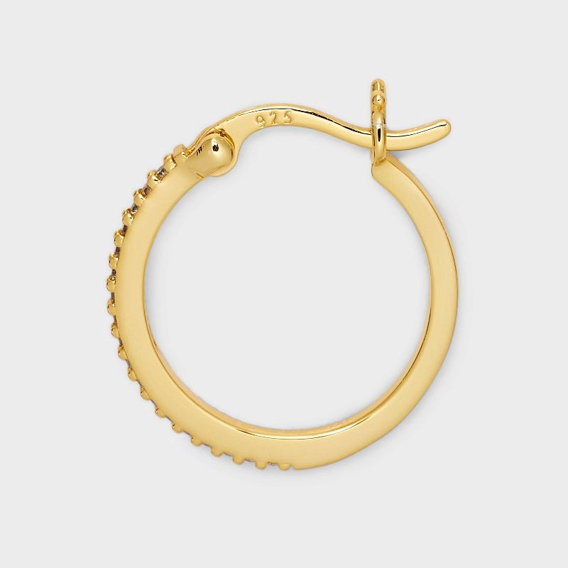 slide 3 of 3, 14k Gold Plated Brass Cubic Zirconia Pave Click Top Hoop Earrings - A New Day™ Gold: Clip-In Clasp, Fashion Jewelry, 1 ct