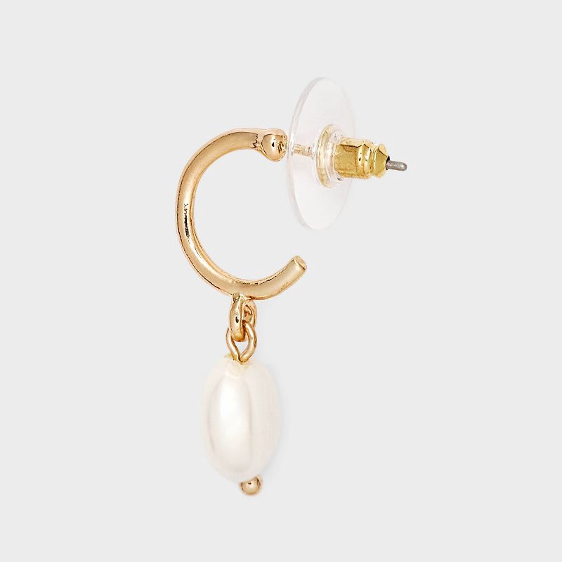 slide 2 of 2, Stud Pearl Heart Clear Stones Gold Earrings 3pc - A New Day™ Gold: Hypoallergenic Jewelry, Nickel-Free Metal, 3 ct