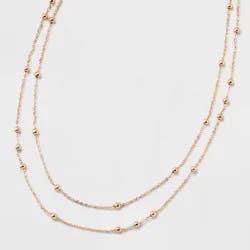 Gold 2 Row Satellite Chain Necklace - A New Day™ Gold: Nickel-Free Multi-Strand Jewelry with Lobster Claw Clasp