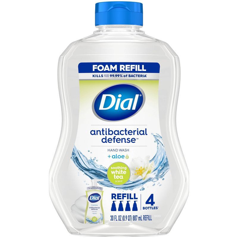 slide 1 of 13, Dial Antibacterial Defense Foaming Hand Soap Refill - White Tea - 30 fl oz, 30 fl oz