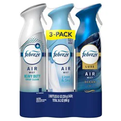 Febreze Air Mist Variety Pack - 24.3oz/3pk: Phthalate-Free, Dye-Free, Scented, Aerosol