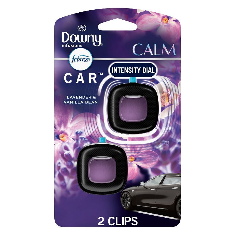 slide 1 of 10, Febreze Downy Infusions Calm Car Air Freshener - Lavender & Vanilla Bean - 0.14 fl oz/2pk, 0.14 fl oz, 2 ct