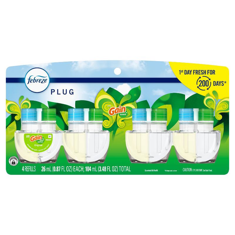 slide 12 of 16, Febreze Plug Quadruple Air Freshener Refill - Gain Original - 3.48 fl oz/4pk, 3.48 fl oz, 4 ct