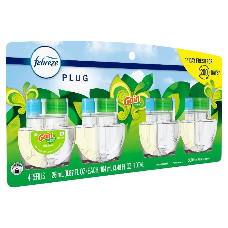 slide 13 of 16, Febreze Plug Quadruple Air Freshener Refill - Gain Original - 3.48 fl oz/4pk, 3.48 fl oz, 4 ct