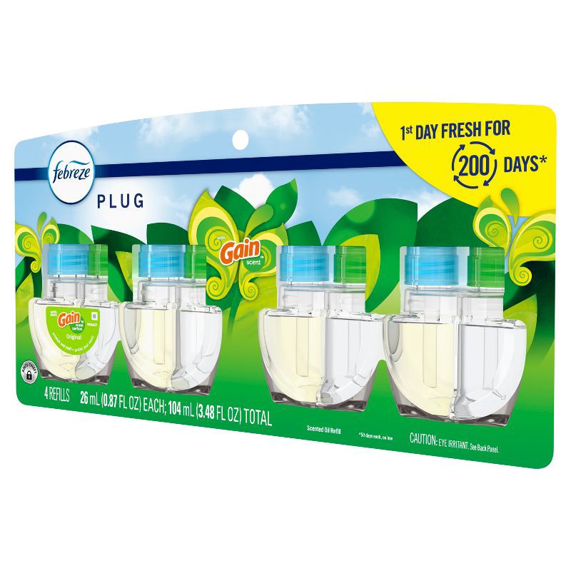 slide 14 of 16, Febreze Plug Quadruple Air Freshener Refill - Gain Original - 3.48 fl oz/4pk, 3.48 fl oz, 4 ct
