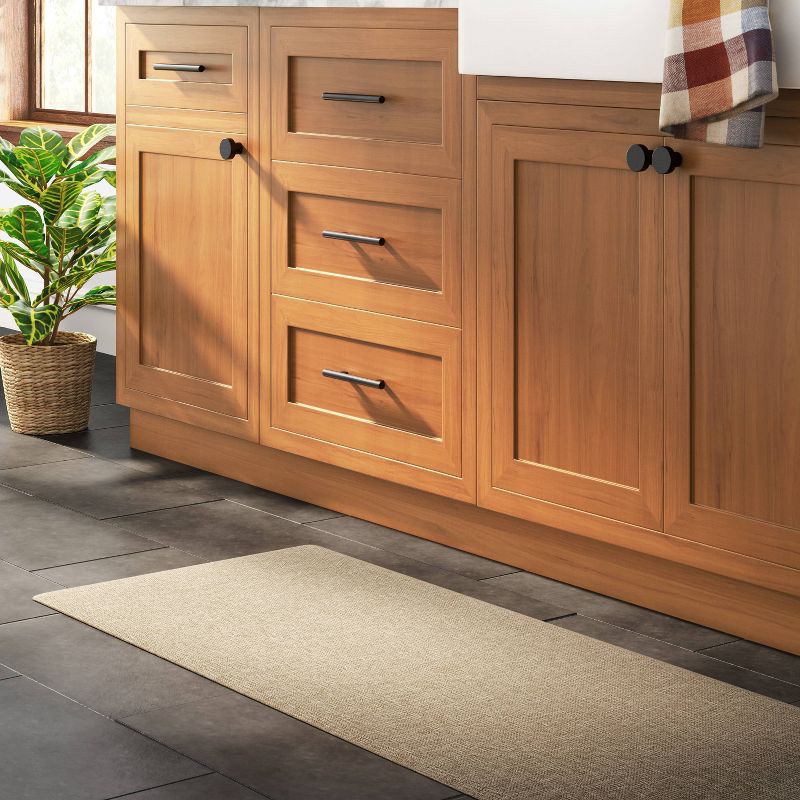 slide 2 of 4, 1'8"x5' Rectangle Indoor Floor Mat Tan - Threshold™: Kitchen Runner, Basket Weave, Flat Pile, Polyester, 1 ct
