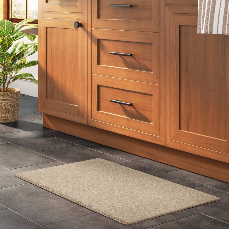 slide 2 of 4, 1'6"x2'6" Rectangle Indoor Floor Mat Tan - Threshold™: Basket Weave, Kitchen Comfort, Flat Pile, PVC Backing, 1 ct