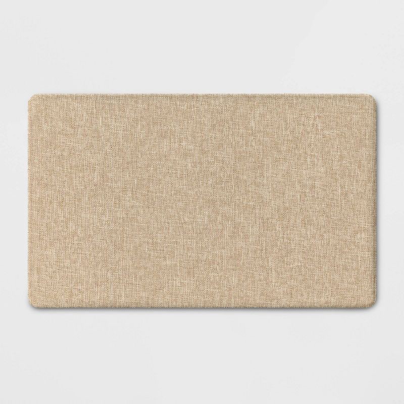 slide 1 of 4, 1'6"x2'6" Rectangle Indoor Floor Mat Tan - Threshold™: Basket Weave, Kitchen Comfort, Flat Pile, PVC Backing, 1 ct