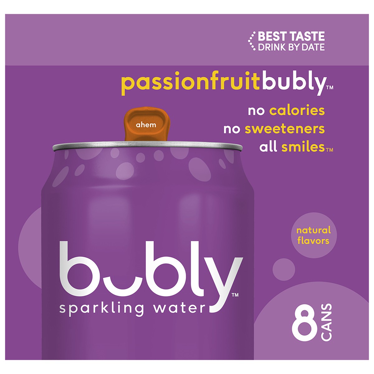 slide 6 of 6, bubly Sparkling Water Passionfruit Flavor, 8 ct