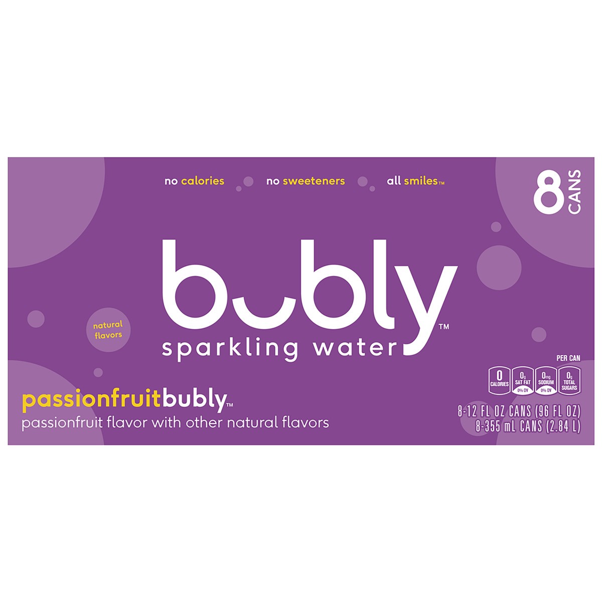 slide 4 of 6, bubly Sparkling Water Passionfruit Flavor, 8 ct