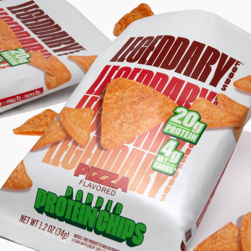 slide 2 of 5, Legendary Foods Gluten Free and Keto Friendly Popped Protein Chips - Pizza - 4.8oz/4ct, 4 ct; 4.8 oz