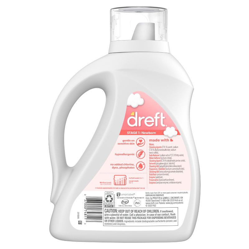 slide 9 of 9, Dreft Original Stage 1: Newborn HE Liquid Laundry Detergent 64 Loads- 92 fl oz, 92 fl oz