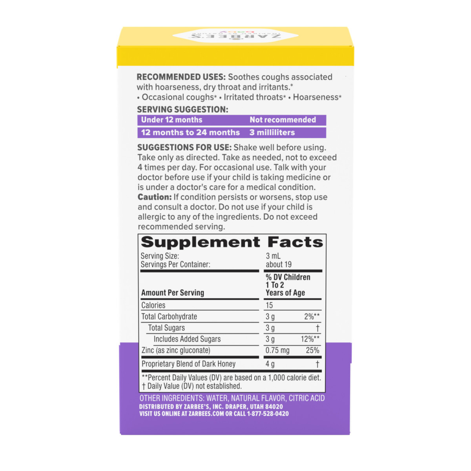 slide 4 of 5, Zarbee's Naturals Baby Cough Syrup + Immune with Honey & Zinc, Natural Cherry Flavor, 2 Fl Oz, 2 fl oz