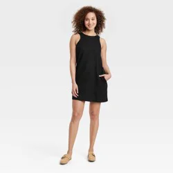 Women's Linen Mini Shift Dress - A New Day™ Black M