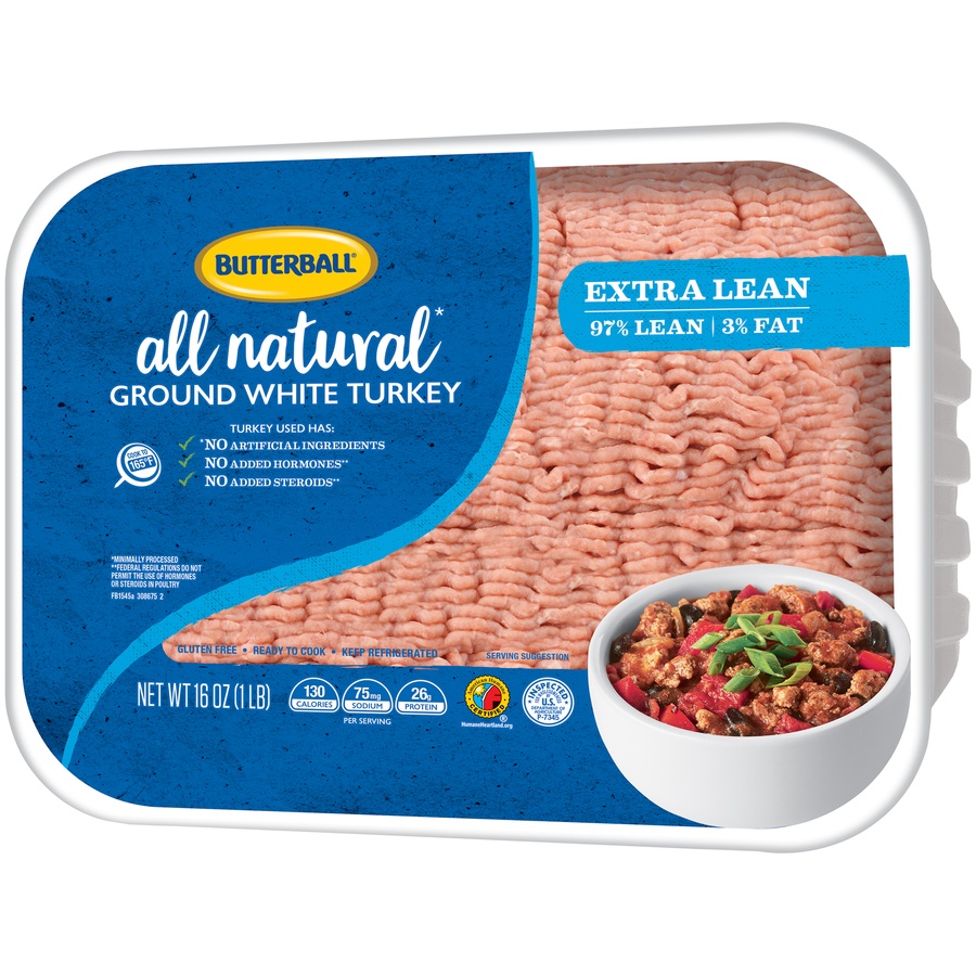 slide 3 of 8, Butterball Everyday Fresh 97% Lean ground White Turkey, 16 oz