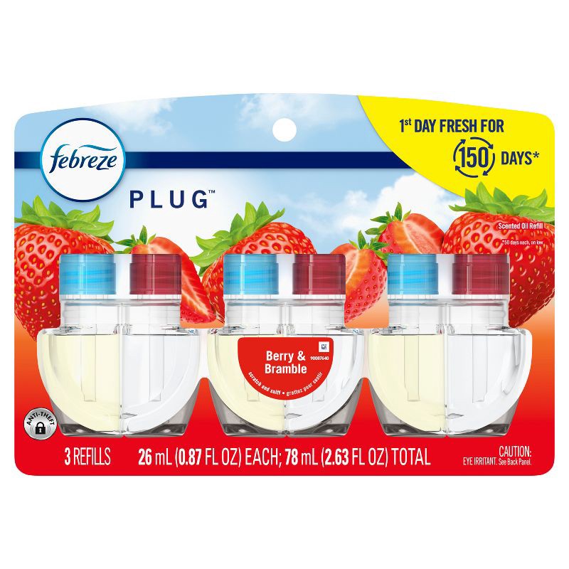 slide 12 of 15, Febreze Plug Triple Refill Air Freshener - Berry & Bramble - 3ct, 3 ct