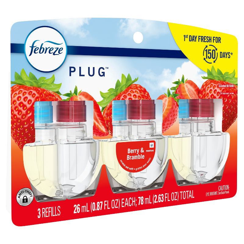 slide 13 of 15, Febreze Plug Triple Refill Air Freshener - Berry & Bramble - 3ct, 3 ct
