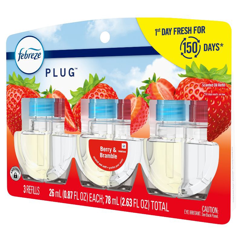 slide 14 of 15, Febreze Plug Triple Refill Air Freshener - Berry & Bramble - 3ct, 3 ct