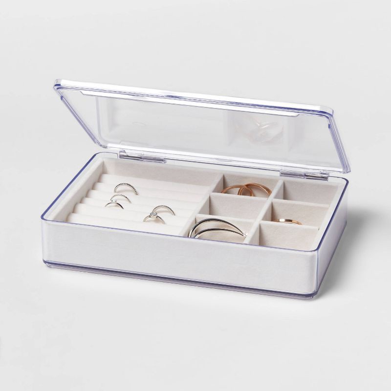 slide 4 of 4, Acrylic Accessory Organizer with Lid - Brightroom™: Clear Jewelry Storage Box for Adults, Earring Organizer, 2-Piece Set, 1 ct