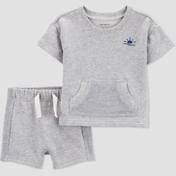 Carter's Just One You®️ Baby Boys' Sun Top & Bottom Set - Gray/Blue 6M