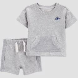 Carter's Just One You®️ Baby Boys' Sun Top & Bottom Set - Gray/Blue 12M
