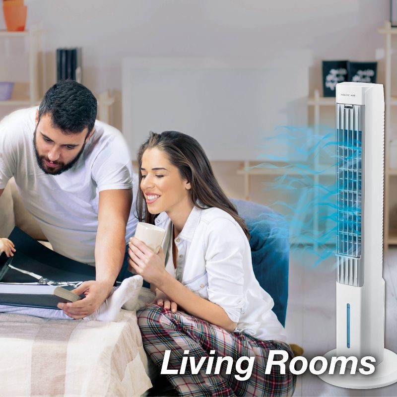 slide 4 of 7, As Seen on TV Arctic Air Tower +: Electric Portable Cooling Fan, Quiet Operation, 4 Speeds, Black, 103 CFM, No Assembly Required, 1 ct