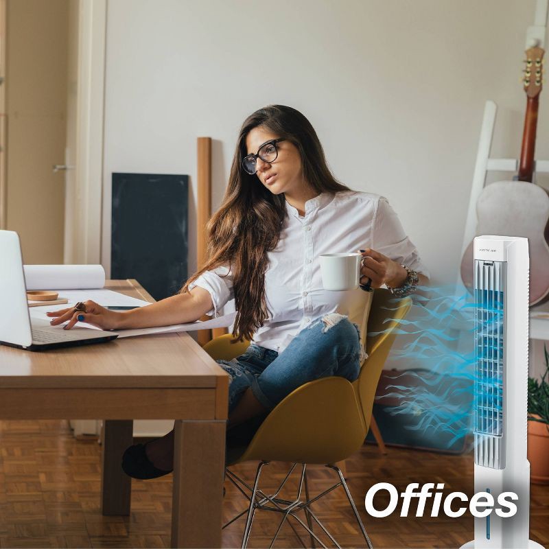 slide 5 of 7, As Seen on TV Arctic Air Tower +: Electric Portable Cooling Fan, Quiet Operation, 4 Speeds, Black, 103 CFM, No Assembly Required, 1 ct