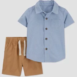 Carter's Just One You® Baby Boys' Plaid Top & Bottom Set - Blue/Khaki 6M
