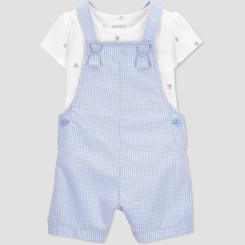 slide 2 of 5, Carter's Just One You® Baby Girls' Gingham Overalls - Blue 3M, 1 ct