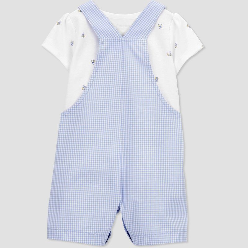 slide 3 of 5, Carter's Just One You® Baby Girls' Gingham Overalls - Blue 3M, 1 ct