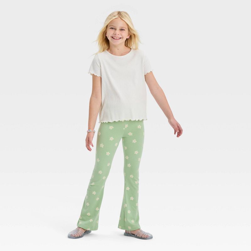 Cat & Jack Girl’s Leggings - White Floral