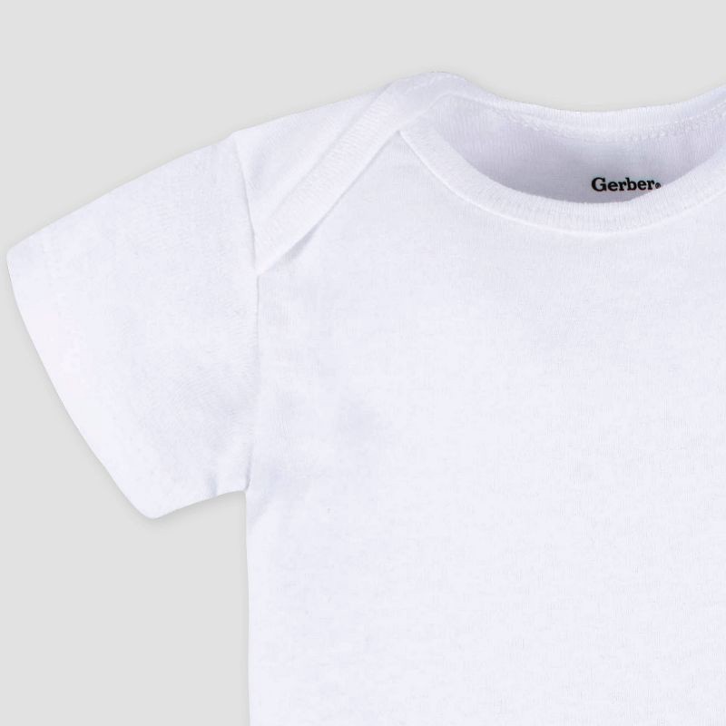 slide 3 of 4, Gerber Baby 4pk Short Sleeve Onesies Bodysuit - White 3-6M, 4 ct