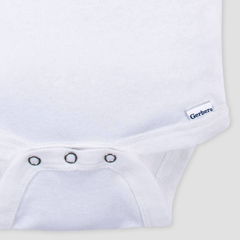 slide 4 of 4, Gerber Baby 4pk Short Sleeve Onesies Bodysuit - White 12M: Cotton Ribbed Bodysuits, Crotch Snap Closure, 4 ct