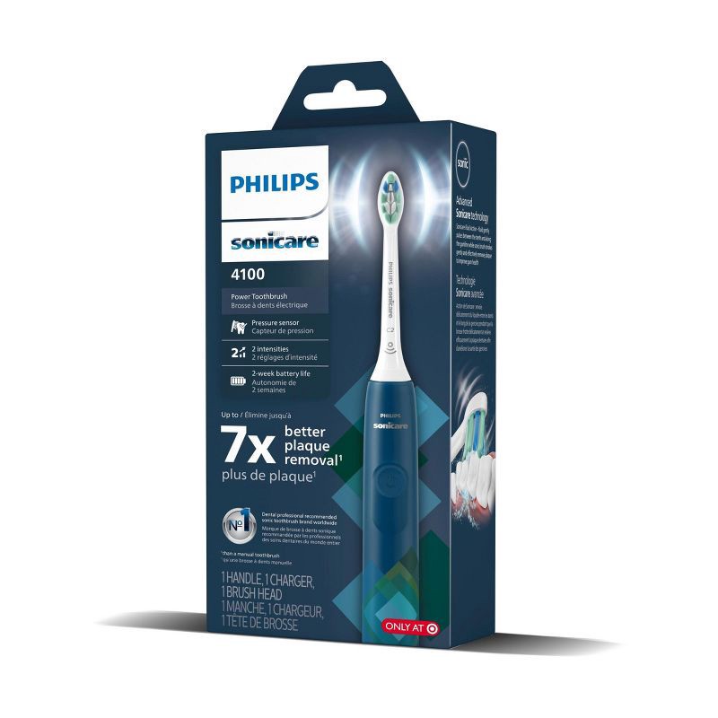 slide 7 of 13, Philips Sonicare 4100 Plaque Control Rechargeable Electric Toothbrush - HX3689/22 - Navy, 1 ct