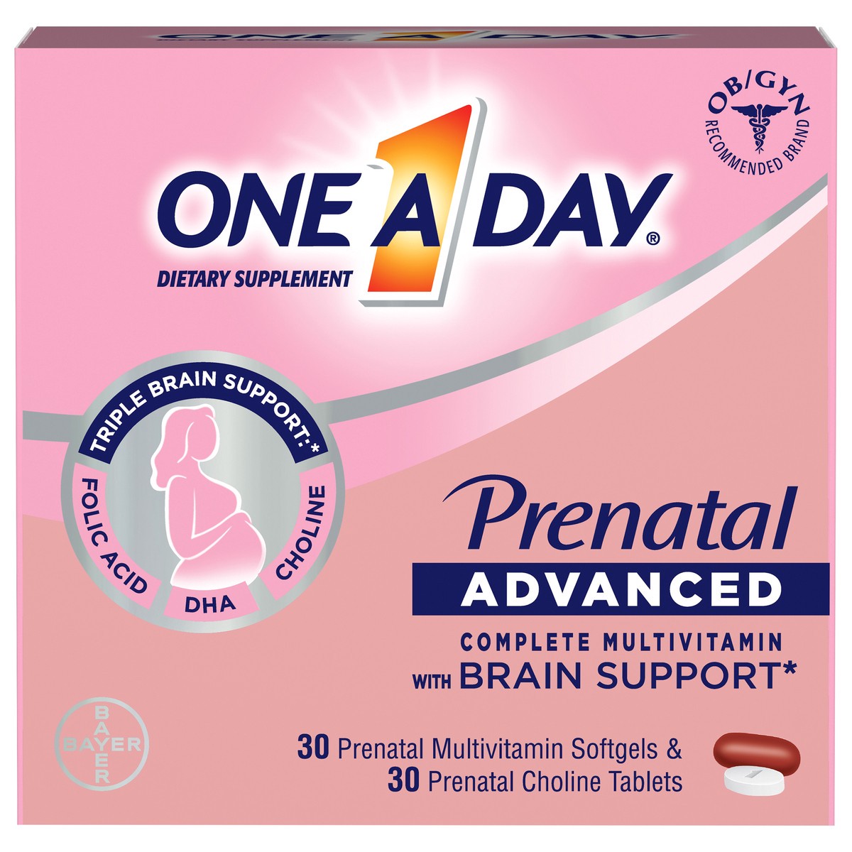 slide 7 of 10, One A Day Prenatal Advanced Complete Multivitamin 60 1 ea BOX, 1 ct