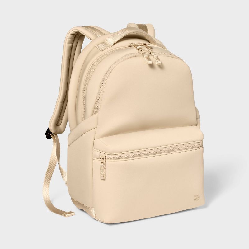 slide 1 of 6, 14L Faux Neoprene Backpack - All In Motion™ Tan: Water-Resistant Knit Bookbag, 14 liter