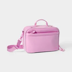 Faux Neoprene Lunch Tote - All In Motion™️Pink: Zipper Closure, Solid Pattern