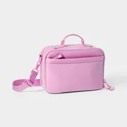 Faux Neoprene Lunch Tote - All In Motion™️Pink: Zipper Closure, Solid Pattern